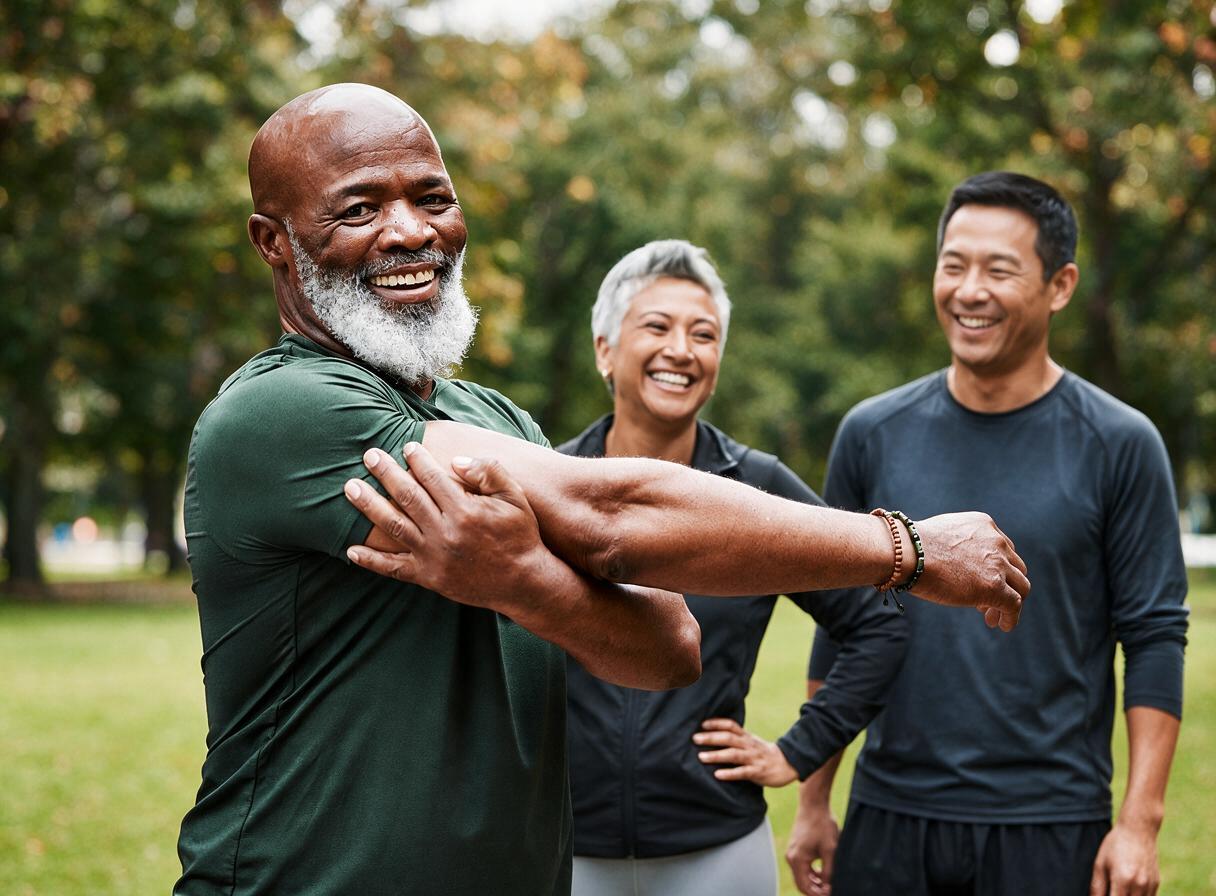 People stretching outdoors